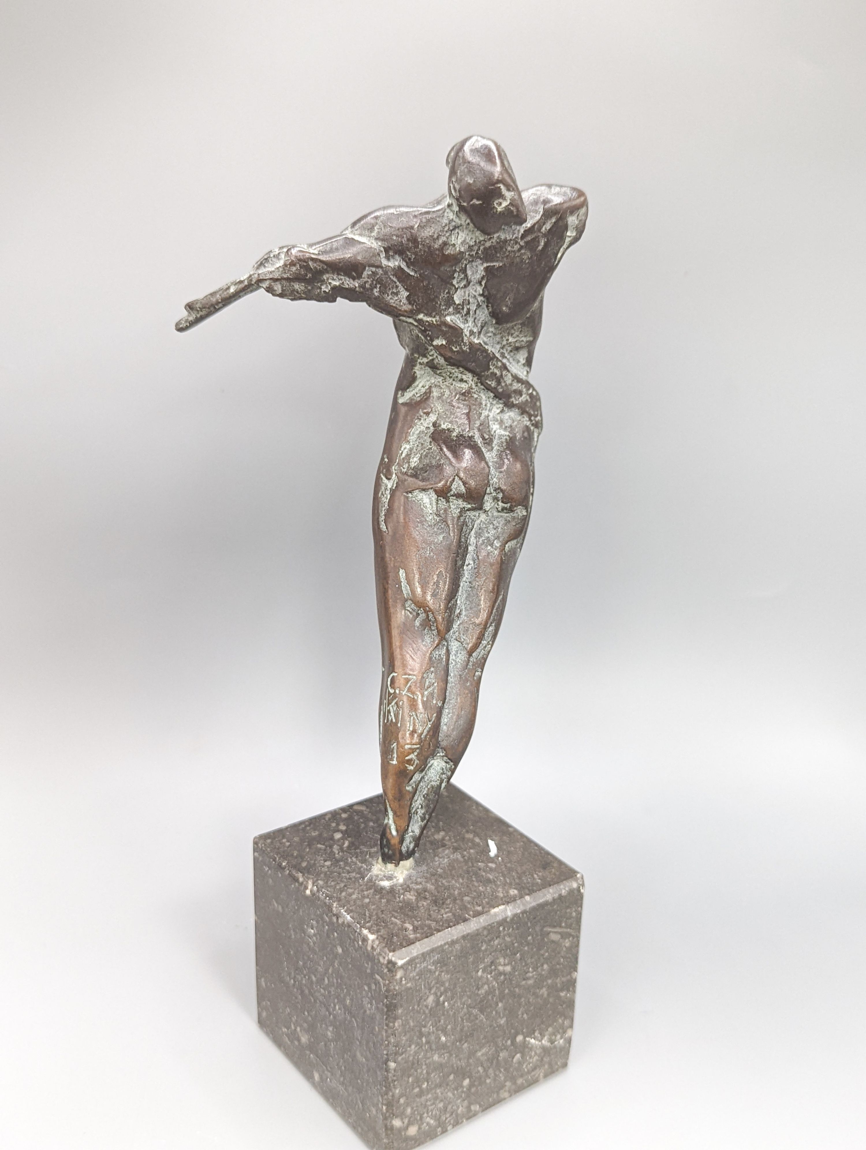 Kiny Copinga-Scholten (b.1943). A bronze figure of Icarus, height 19cm